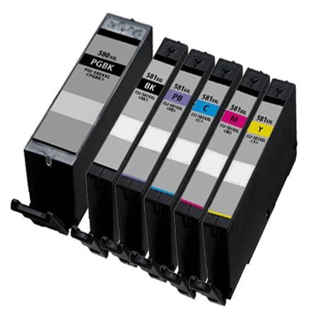 Canon PGI-580PGBKXXL / CLI-581BK/C/M/Y/PB XXL Compatible set of 6 Ink Cartridges